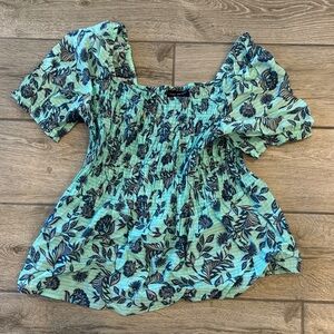 Lane Bryant Blue and green Floral Blouse